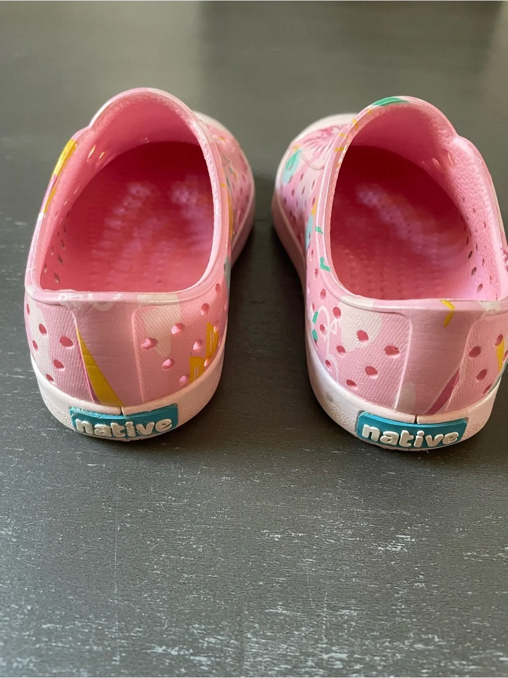 Native Kids Pink Slip-On Water Shoe with Multicolor Summer Design